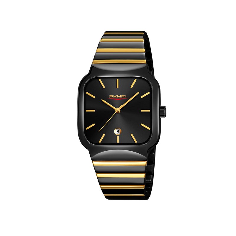 Skmei 9361 Square Quartz Watch for Men-  Gold Black