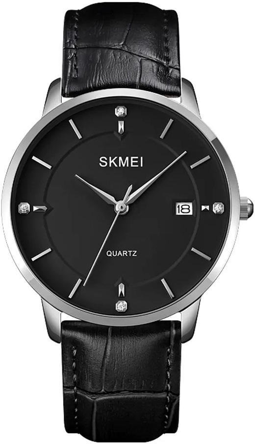SKMEI 1801 Stainless Steel Leather Quartz Men’s Watch – Black