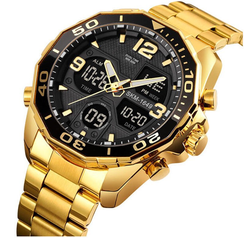 Skmei 1649 Luxury Rattrapante Men’s Watch – Gold